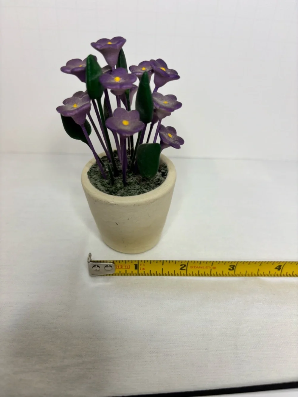 Miniature Purple Calla Lily Flowers in Pot. Signed CIO Tals